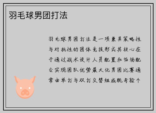 羽毛球男团打法